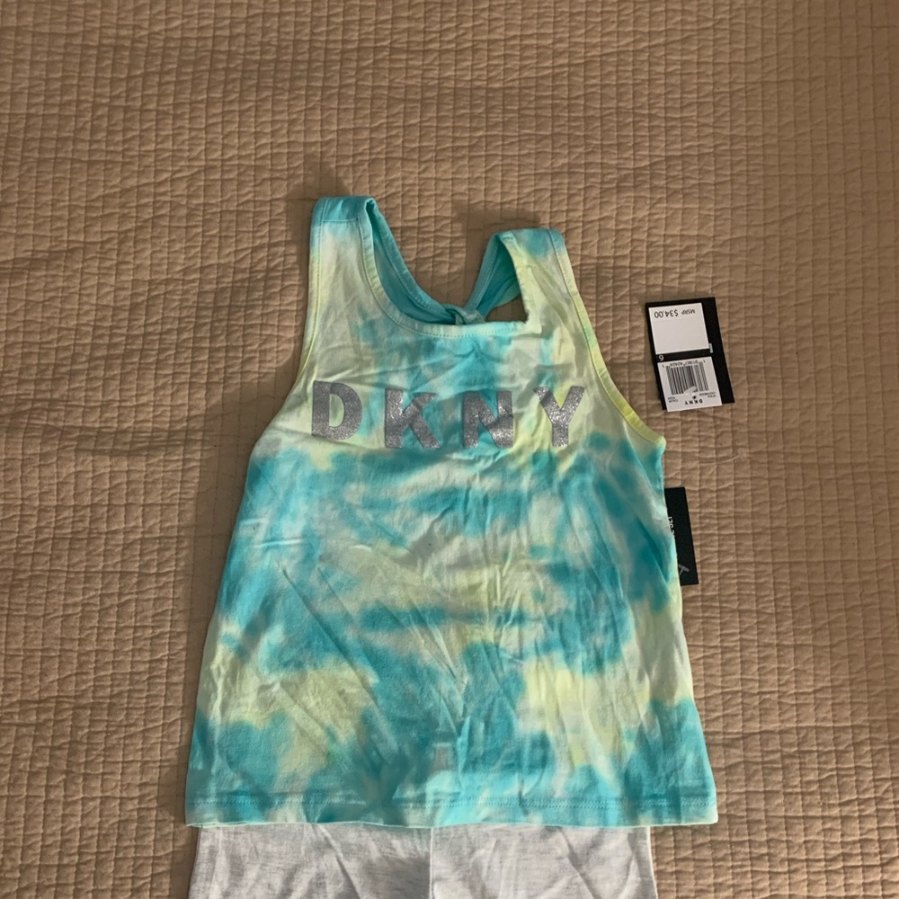 DKNY- Kids Tie die Shirt and Gray Bottom’s